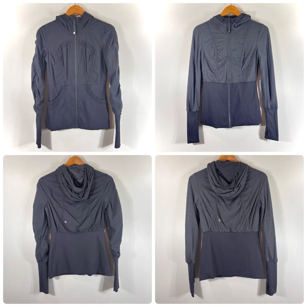 Lululemon Dance Studio Jacket Size 8 Gray Reversable Hoodie Full Zip *READ* - Picture 1 of 13